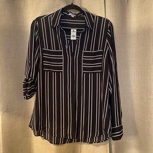Striped Button Down Long Sleeve Shirt L (Express)
